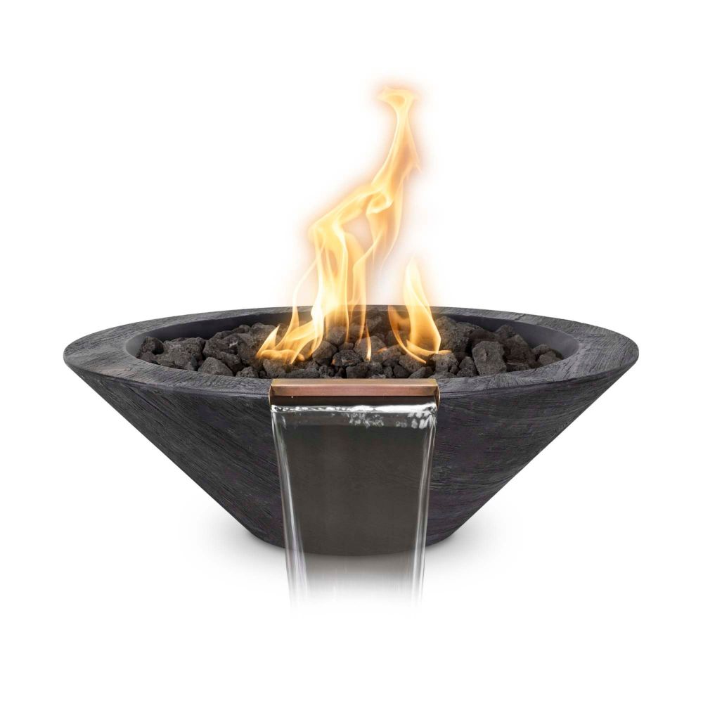 The Outdoors Plus OPT-24RWGFW-EBN-LP 24" Cazo Wood Grain Fire and Water Bowl - Ebony - Liquid Propane
